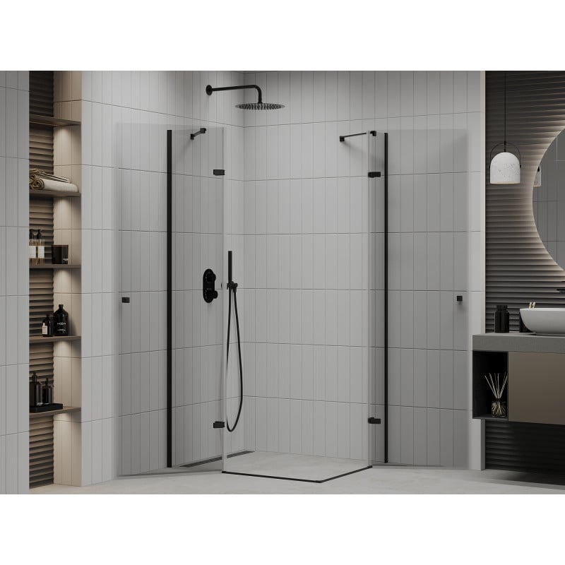 Mexen Roma Duo cabine de douche pivotante 80 x 70 cm, transparent, noir - 854-080-070-70-00-02