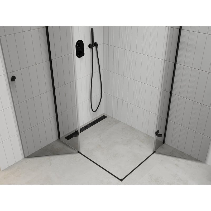 Mexen Roma Duo cabine de douche pivotante 80 x 70 cm, transparent, noir - 854-080-070-70-00-02