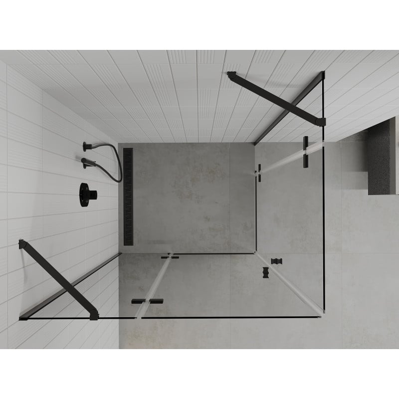 Mexen Roma Duo cabine de douche pivotante 80 x 70 cm, transparent, noir - 854-080-070-70-00-02