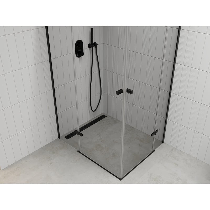 Mexen Roma Duo cabine de douche pivotante 80 x 70 cm, transparent, noir - 854-080-070-70-00-02