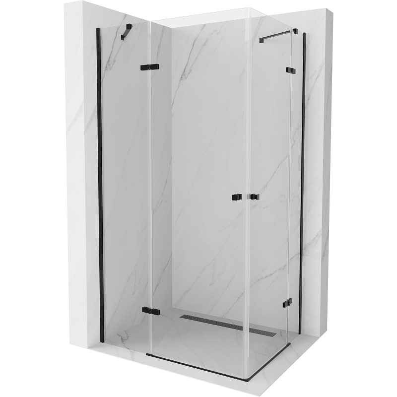 Mexen Roma Duo cabine de douche pivotante 80 x 70 cm, transparent, noire - 854-080-070-70-00-02