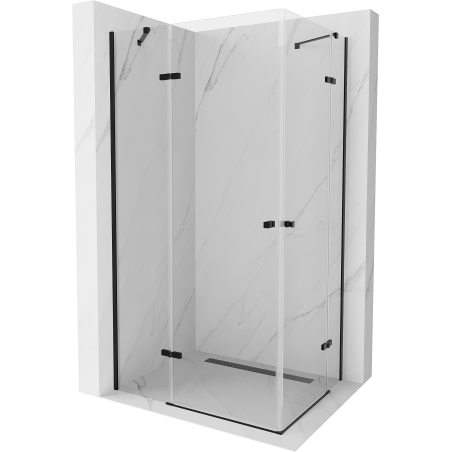Mexen Roma Double cabine de douche pivotante 90 x 80 cm, transparente, noire - 854-090-080-70-00-02