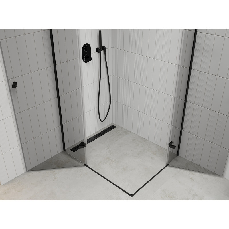 Mexen Roma Double cabine de douche pivotante 90 x 80 cm, transparente, noire - 854-090-080-70-00-02