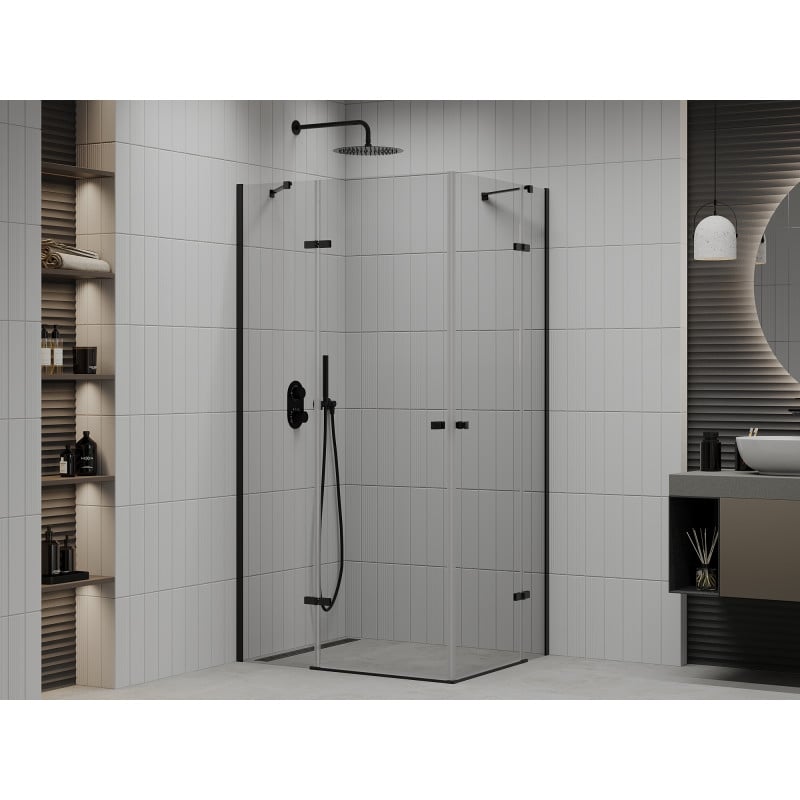 Mexen Roma Double cabine de douche pivotante 90 x 80 cm, transparente, noire - 854-090-080-70-00-02
