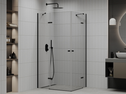 Mexen Roma Double cabine de douche pivotante 90 x 80 cm, transparente, noire - 854-090-080-70-00-02