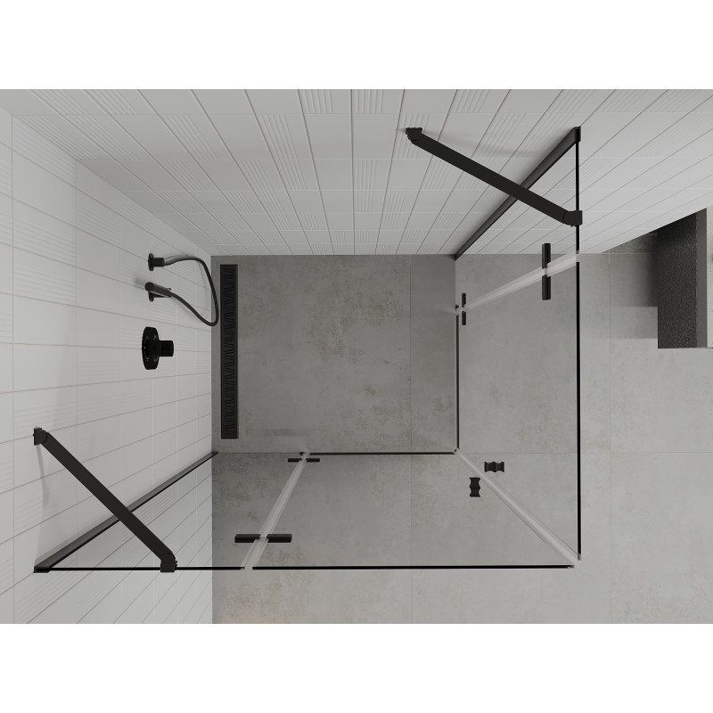 Mexen Roma Double cabine de douche pivotante 90 x 80 cm, transparente, noire - 854-090-080-70-00-02