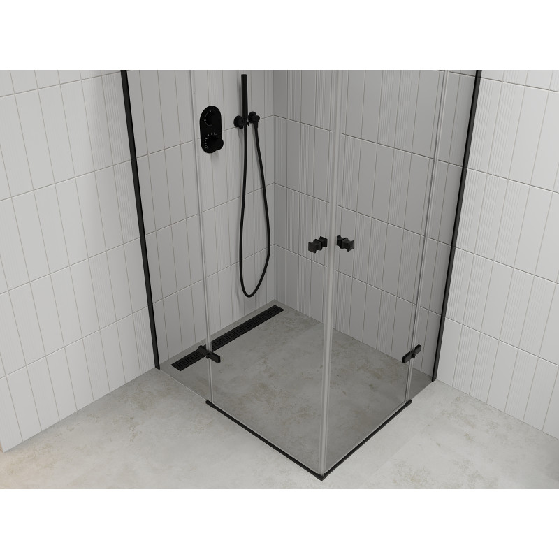 Mexen Roma Double cabine de douche pivotante 90 x 80 cm, transparente, noire - 854-090-080-70-00-02