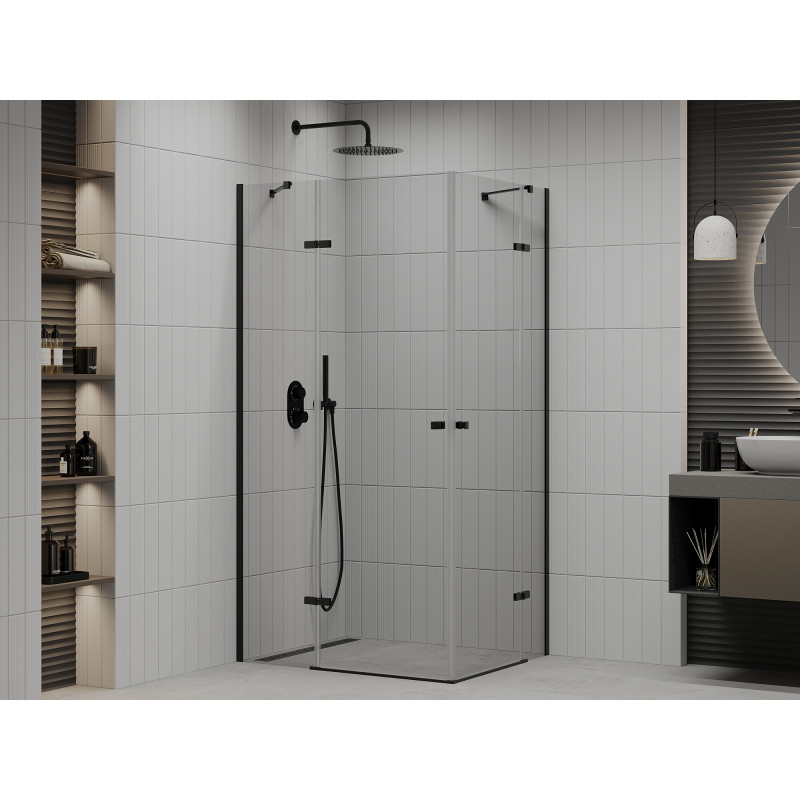 Mexen Roma Duo cabine de douche pivotante 100 x 90 cm, transparent, noir - 854-100-090-70-00-02