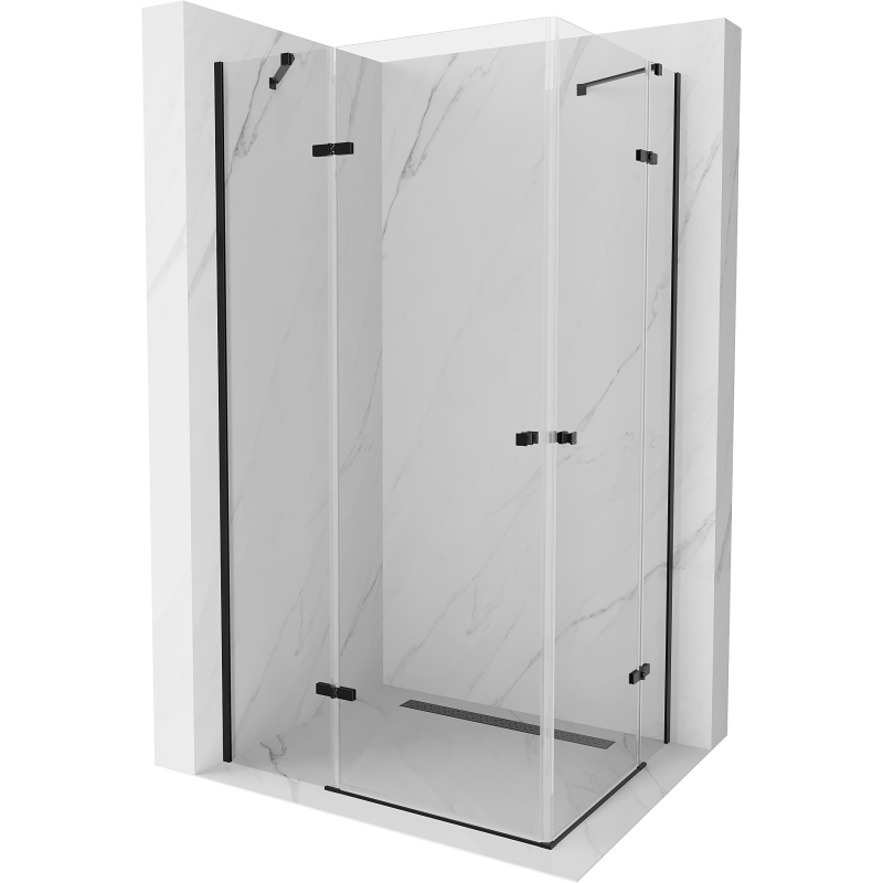 Mexen Roma Duo cabine de douche pivotante 100 x 90 cm, transparente, noire - 854-100-090-70-00-02