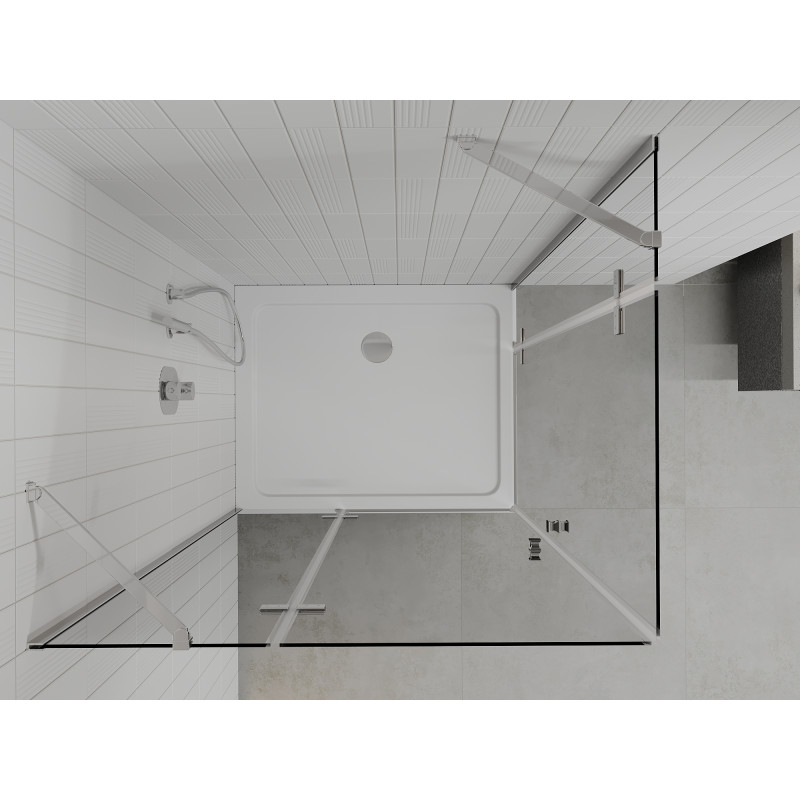 Mexen Roma Duo cabine de douche pivotante 80 x 70 cm, transparent, chrome + receveur plat - 854-080-070-01-02-4010