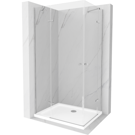Mexen Roma Duo cabine de douche pivotante 80 x 70 cm, transparent, chrome + receveur plat - 854-080-070-01-02-4010