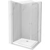 Mexen Roma Duo cabine de douche pivotante 80 x 70 cm, transparent, chromé + receveur de douche Flat - 854-080-070-01-02-4010