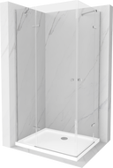 Mexen Roma Duo cabine de douche pivotante 80 x 70 cm, transparent, chrome + receveur plat - 854-080-070-01-02-4010