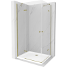Mexen Roma Duo cabine de douche à porte battante 80 x 70 cm, transparente, dorée + receveur plat - 854-080-070-50-02-4010G