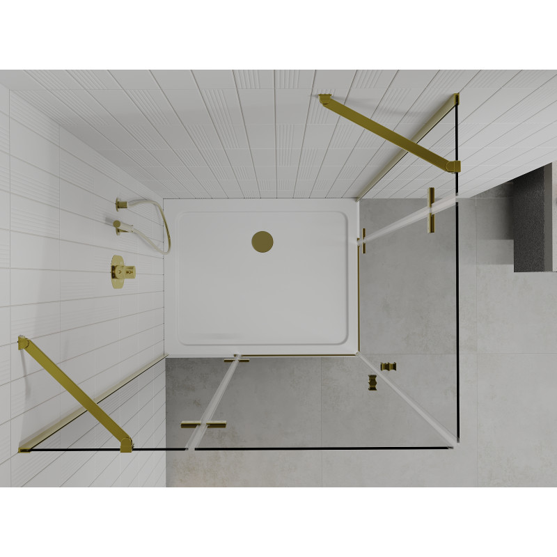 Mexen Roma Duo cabine de douche pivotante 90 x 80 cm, transparent, dorée + receveur plat - 854-090-080-50-02-4010G