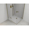 Mexen Roma Duo cabine de douche pivotante 90 x 80 cm, transparent, dorée + receveur plat - 854-090-080-50-02-4010G