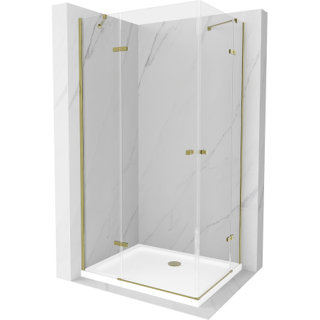 Mexen Roma Duo cabine de douche pivotante 100 x 90 cm, transparent, doré + receveur Flat - 854-100-090-50-02-4010G