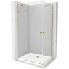 Mexen Roma Duo cabine de douche pivotante 100 x 90 cm, transparent, doré + receveur Flat - 854-100-090-50-02-4010G