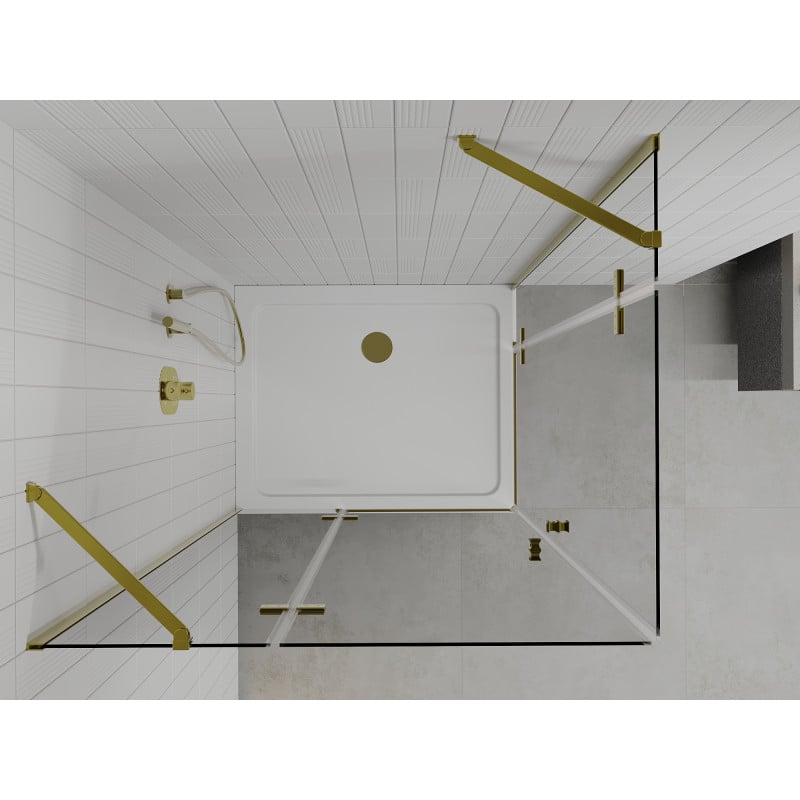 Mexen Roma Duo cabine de douche pivotante 100 x 90 cm, transparent, doré + receveur Flat - 854-100-090-50-02-4010G