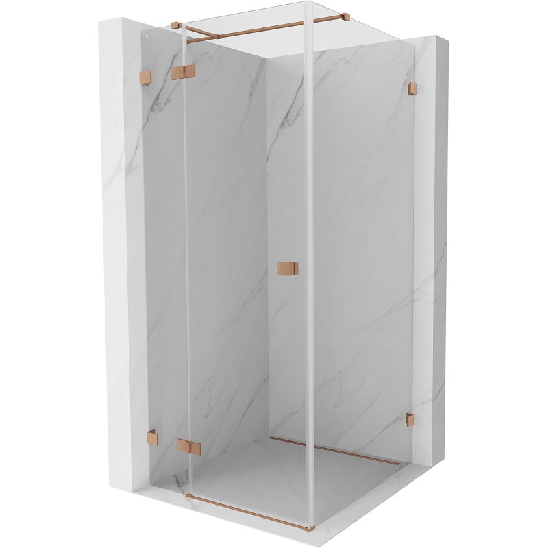 Mexen Lunar T cabine de douche pivotante gauche 80 x 80 cm, transparent, cuivre brossé - 834T-080-080-65-00-L