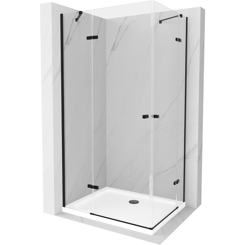 Mexen Roma Double cabine de douche pivotante 80 x 70 cm, transparent, noir + receveur plat - 854-080-070-70-02-4010B