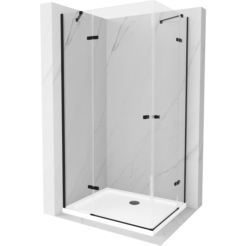 Mexen Roma Duo cabine de douche battante 80 x 70 cm, transparent, noir + receveur de douche Plat - 854-080-070-70-02-4010B