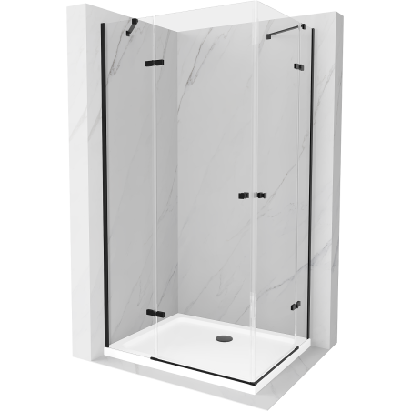 Mexen Roma Duo cabine de douche battante 80 x 70 cm, transparent, noir + receveur de douche Plat - 854-080-070-70-02-4010B