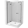 Mexen Roma Duo cabine de douche battante 80 x 70 cm, transparent, noir + receveur de douche Plat - 854-080-070-70-02-4010B
