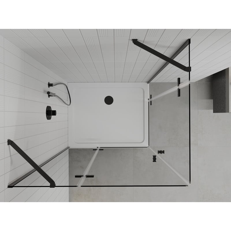 Mexen Roma Duo cabine de douche pivotante 100 x 90 cm, transparent, noir + receveur Flat - 854-100-090-70-02-4010B