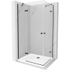 Mexen Roma Duo cabine de douche pivotante 90 x 80 cm, transparent, noir + receveur de douche Flat - 854-090-080-70-02-4010B