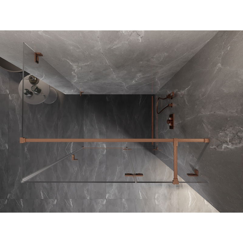 Mexen Lunar T cabine de douche pivotante droite 70 x 100 cm, transparent, cuivre brossé - 834T-070-100-65-00-P