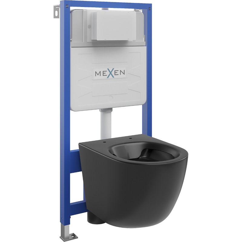 Ensemble encastré WC Mexen Fenix Slim avec cuvette WC Lena, noir mat - 6103322XX85