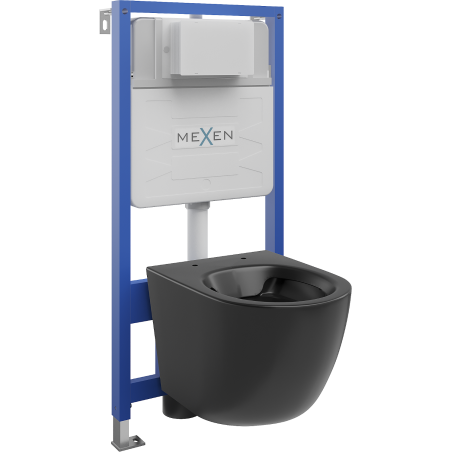 Ensemble encastré WC Mexen Fenix Slim avec cuvette WC Lena, noir mat - 6103322XX85