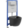 Ensemble encastré WC Mexen Fenix Slim avec cuvette WC Lena, noir mat - 6103322XX85