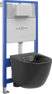 Ensemble encastré WC Mexen Fenix Slim avec cuvette WC Lena, noir mat - 6103322XX85