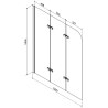 Mexen Felix paravent de baignoire 3 volets 120 x 140 cm, transparent, doré - 890-120-003-50-00