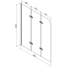 Paroi de bain Mexen Felix 3 volets 120 x 140 cm, transparent, chrome - 890-120-003-01-00