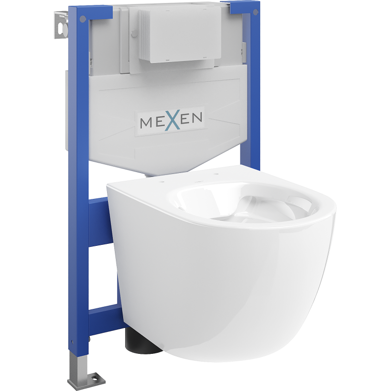 Ensemble encastré WC Mexen stela Fenix XS-F avec cuvette Lena, blanc brillant - 6803322XX00