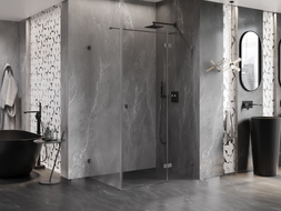 Mexen Lunar T cabine de douche avec porte battante droite 70 x 120 cm, transparent, gris fusil brossé - 834T-070-120-66-00-P