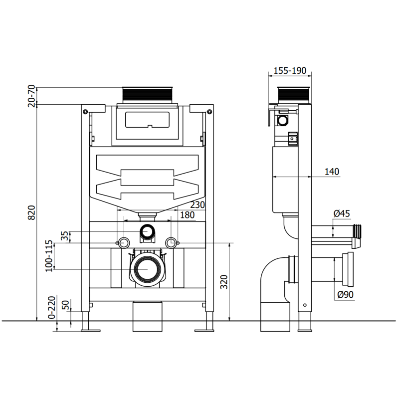 Mexen Fenix XS-U châssis encastré pour WC - 60850
