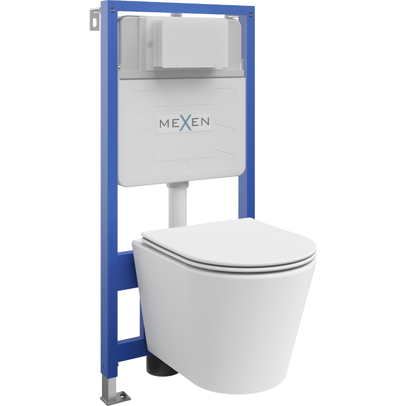 Ensemble encastré WC Mexen Fenix Slim avec cuvette WC Rico et abattant à descente lente, blanc mat - 61030724001