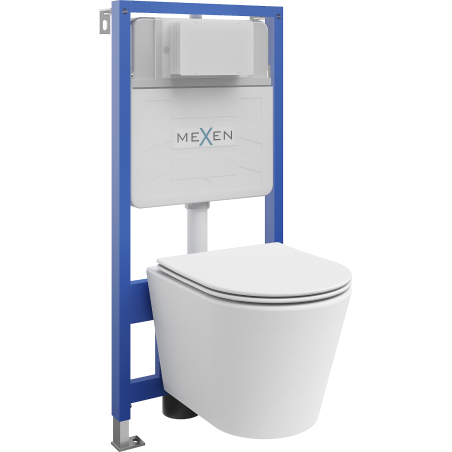 Ensemble encastré WC Mexen Fenix Slim avec cuvette WC Rico et abattant à descente lente, blanc mat - 61030724001
