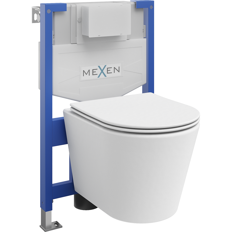Mexen ensemble WC encastré châssis Fenix XS-F avec cuvette WC Rico et abattant à descente amortie, blanc mat - 68030724001