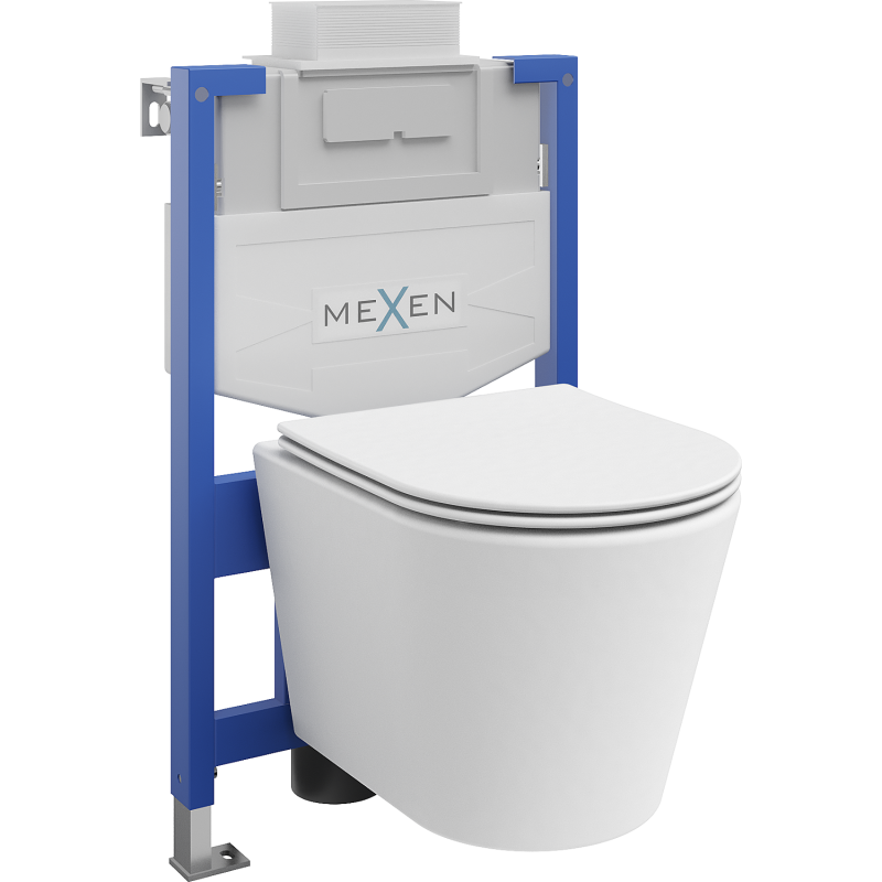 Mexen ensemble encastré WC cadre Fenix XS-U avec cuvette WC Rico et abattant à descente lente, blanc mat - 68530724001