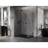 Mexen Lunar T cabine de douche pivotante gauche 75 x 80 cm, transparent, noir - 834T-075-080-70-00-L