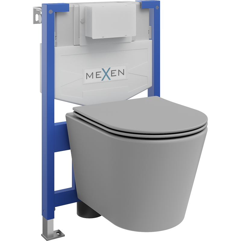 Ensemble encastré WC cadre Fenix XS-F avec cuvette WC Rico et abattant à descente lente, gris clair mat - 68030724061