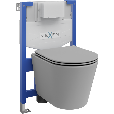 Ensemble encastré WC cadre Fenix XS-F avec cuvette WC Rico et abattant à descente lente, gris clair mat - 68030724061