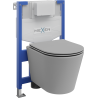Ensemble encastré WC cadre Fenix XS-F avec cuvette WC Rico et abattant à descente lente, gris clair mat - 68030724061