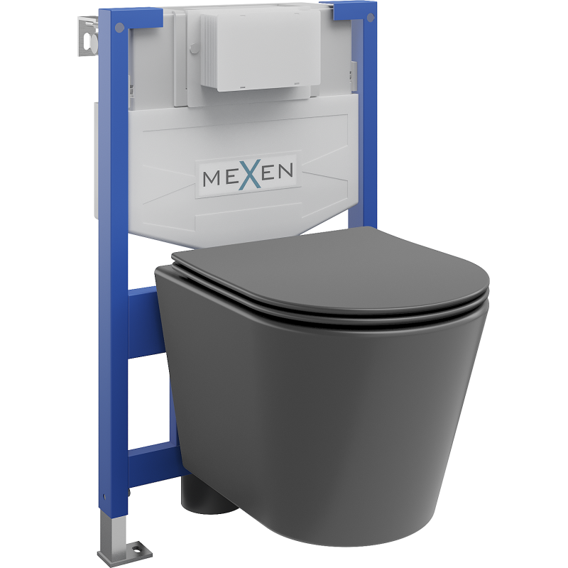 Mexen ensemble WC encastré cadre Fenix XS-F avec cuvette WC Rico et abattant à descente lente, gris foncé mat - 68030724071