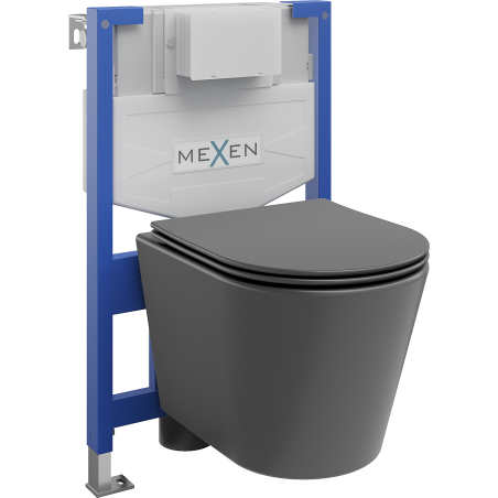 Mexen ensemble encastré WC bâti-support Fenix XS-F avec cuvette WC Rico et abattant à descente progressive, gris foncé mat - 68?